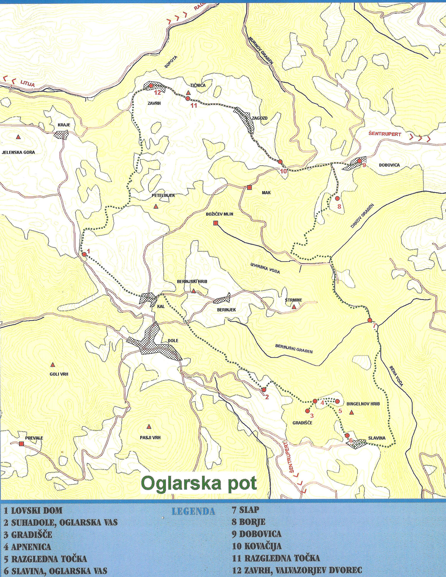 zemljevid oglarske poti